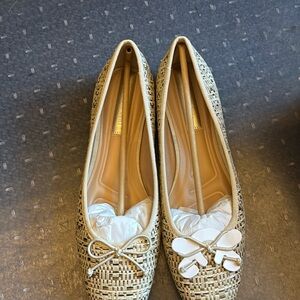 Elegant Cream Woven Ballet Flats